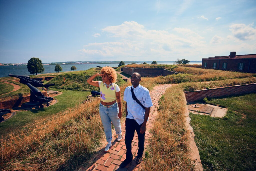 two people walking