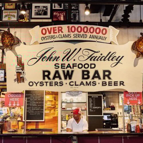 Faidley's seafood signage