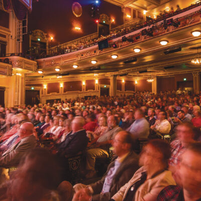 A closer view of people watching the opera at The Hippodrome in Baltimore.