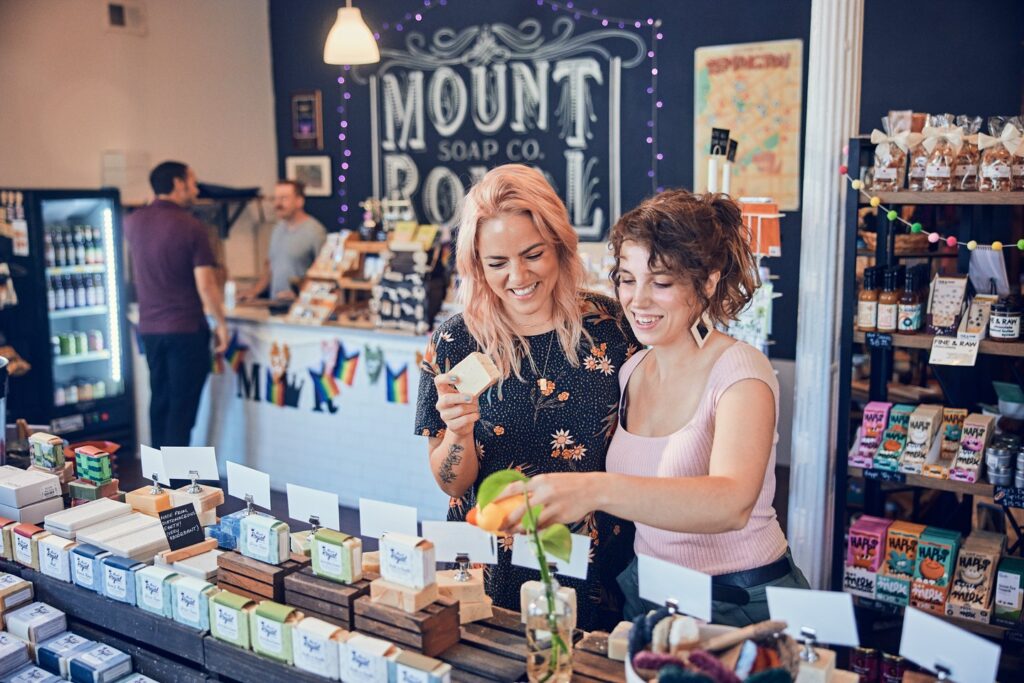 two women shopping in store