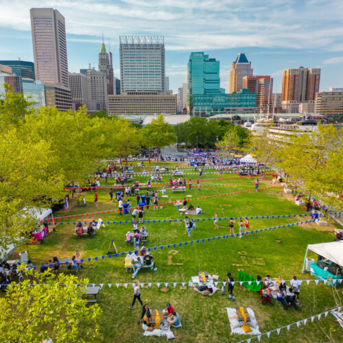 aerial view of the wine village