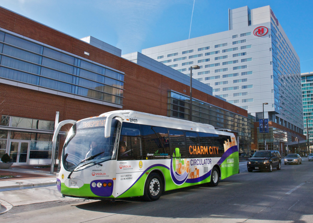 The Charm City Circulator in downtown Baltimore.