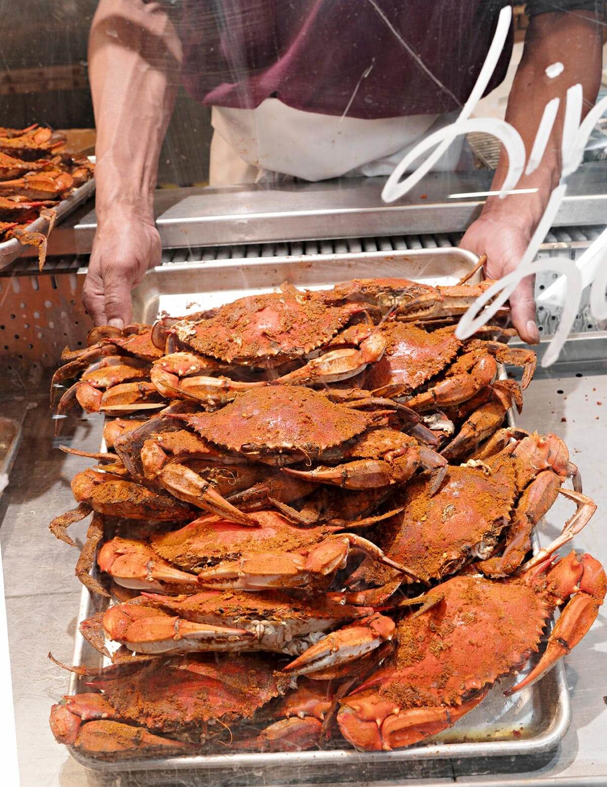 A pile of crabs at Faidleys in Baltimore.