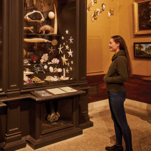A person looking at art at The Walters Museum in Baltimore.