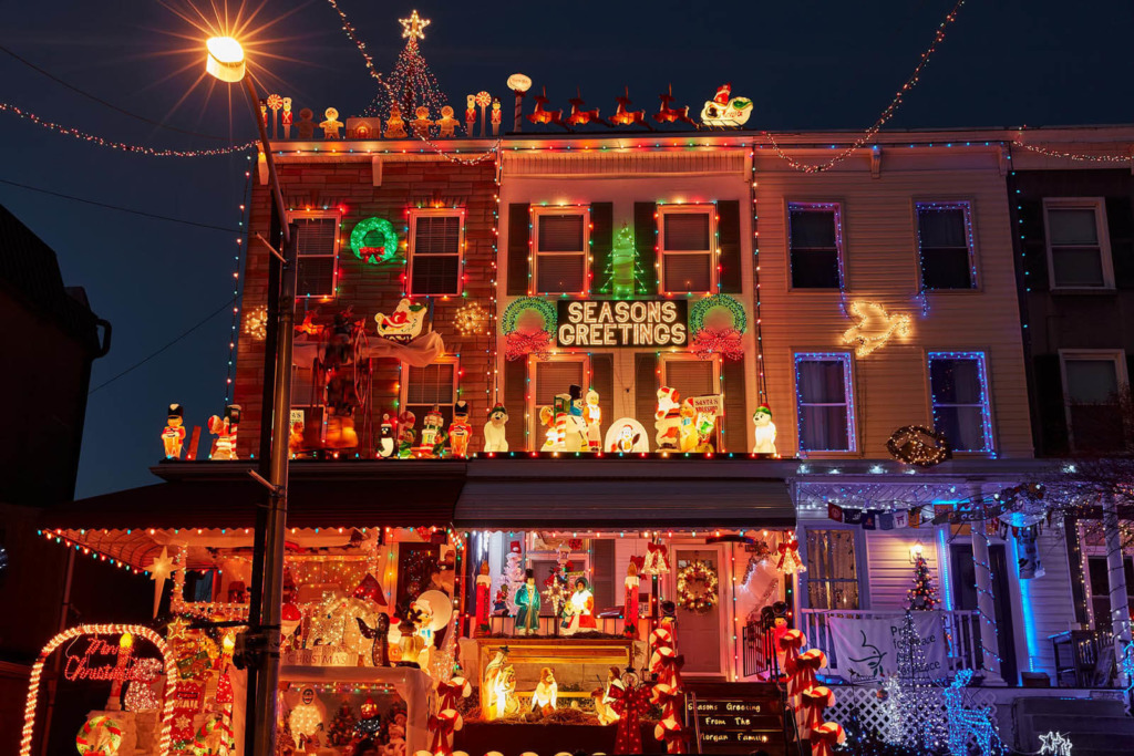 Houses at miracle on 34th street in Baltimore, Maryland.