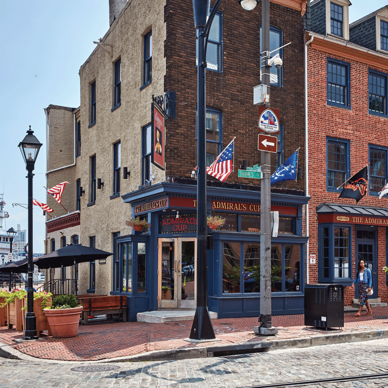 A view of a street in Fells Point, Baltimore.