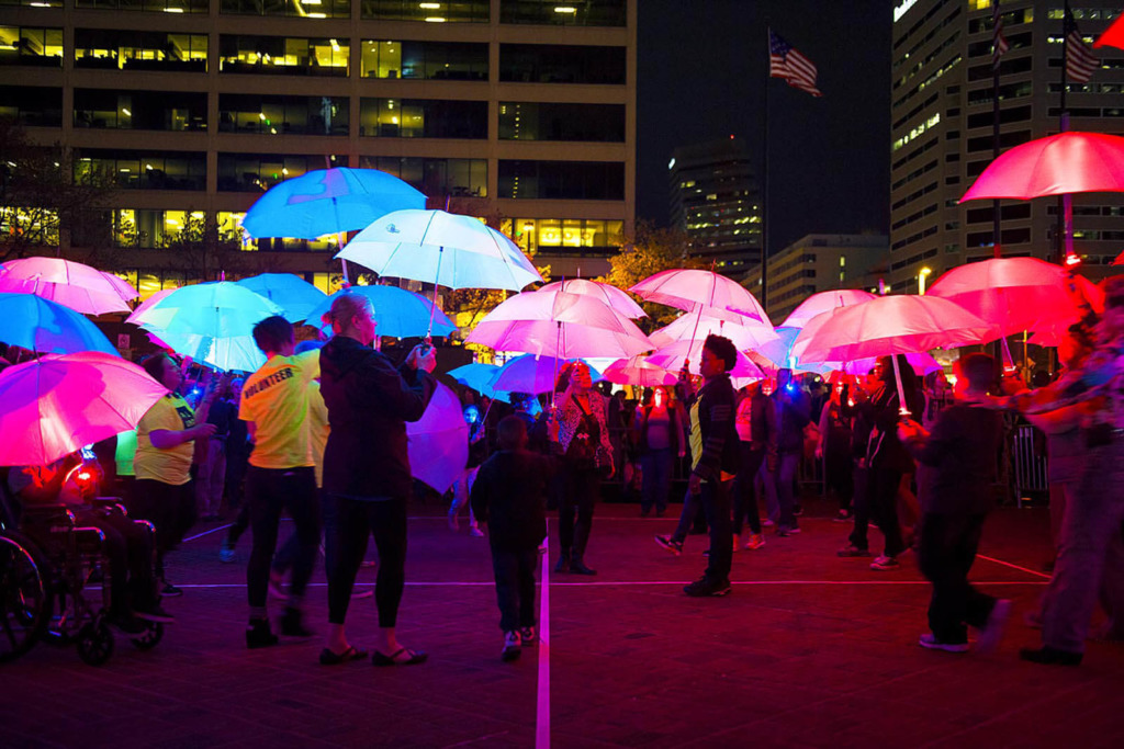 Participants at light city in Baltimore.