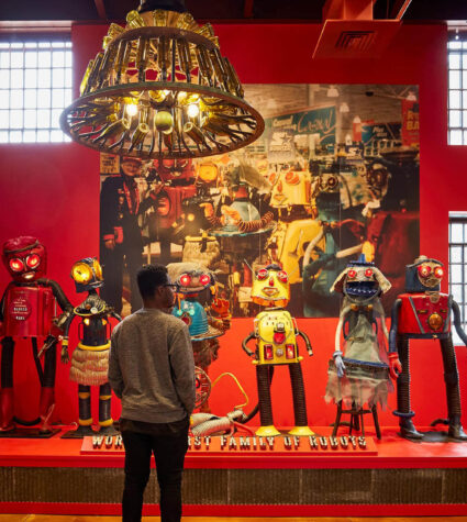 A person views sculptures at The American Visionary Art Museum in Baltimore.