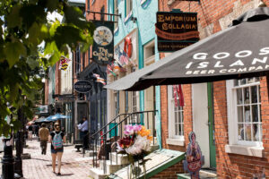 Shops in Fells Point, Baltimore.