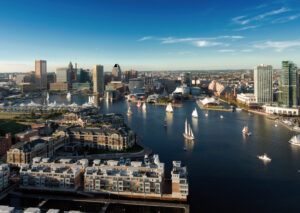 Aerial view of the Inner Harbor.