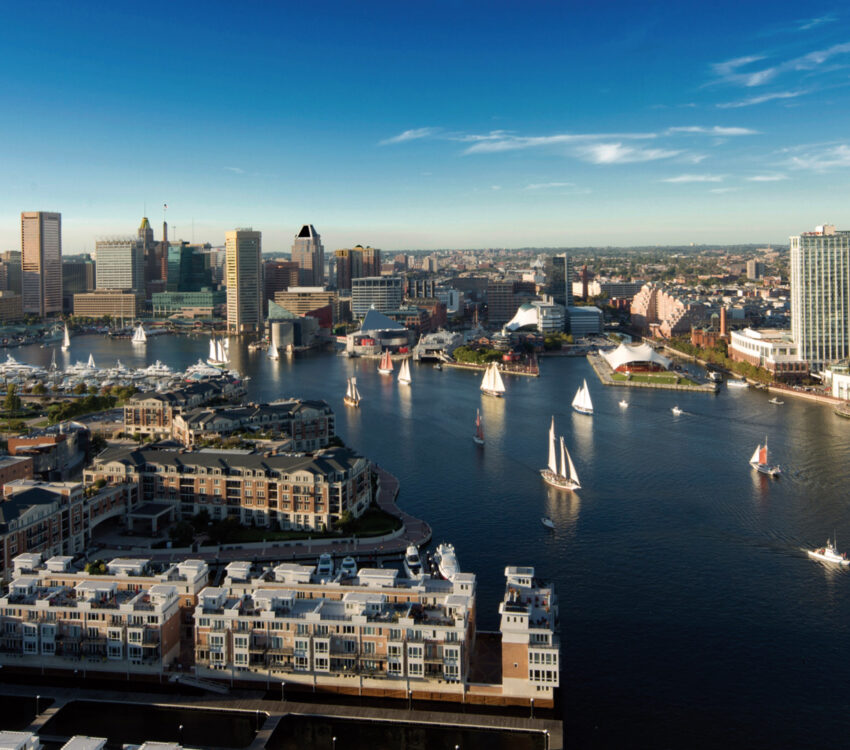 Aerial view of the Inner Harbor.