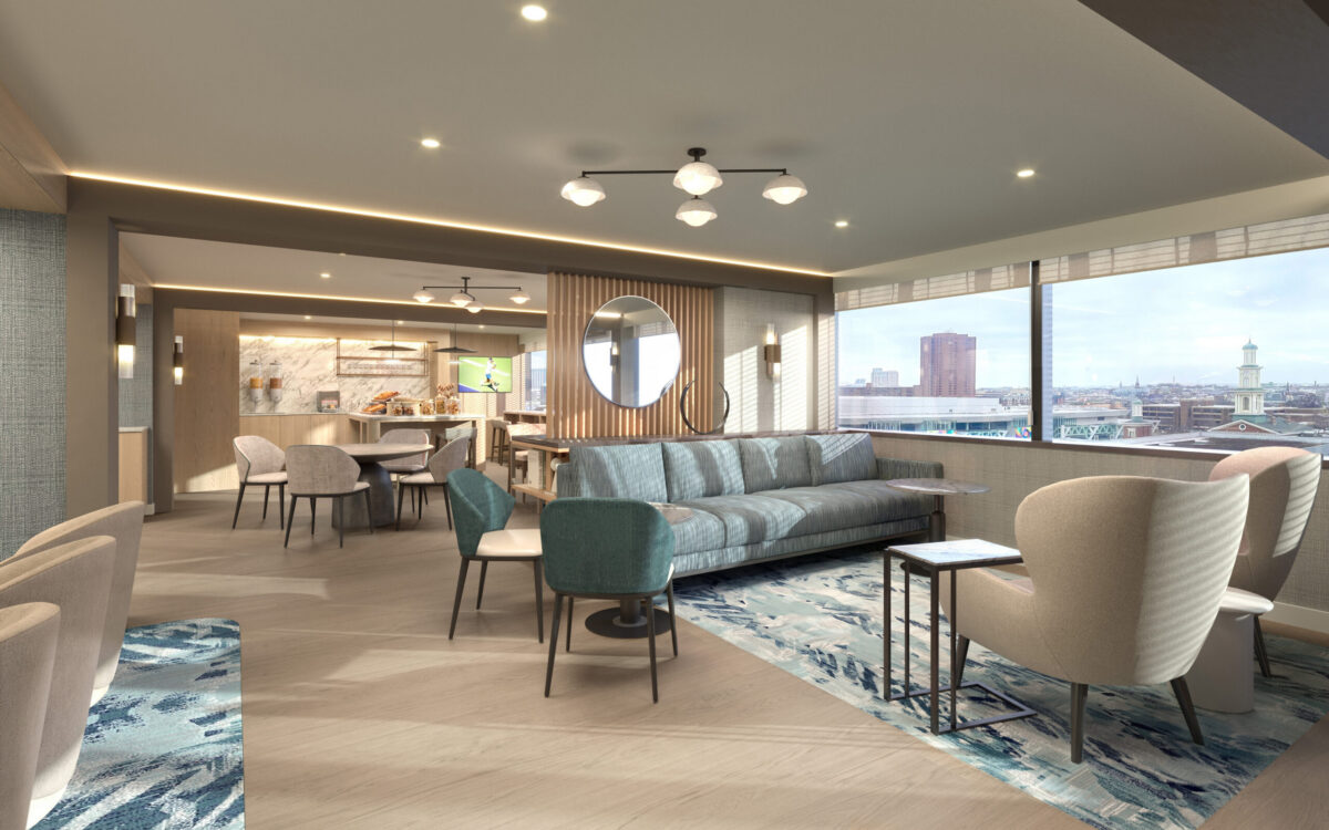 Relax and recharge in our newly renovated Executive Lounge, featuring contemporary seating, abundant natural light, and sweeping city views. Enjoy a comfortable space to work, meet, or unwind with complimentary breakfast, evening hors d'oeuvres, beverages, Wi-Fi, and thoughtfully designed gathering.