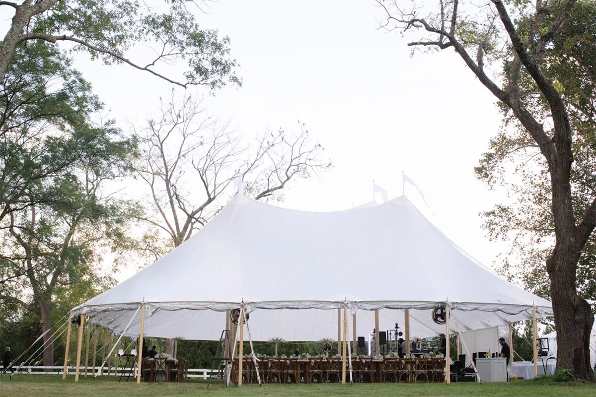 Large white event tent