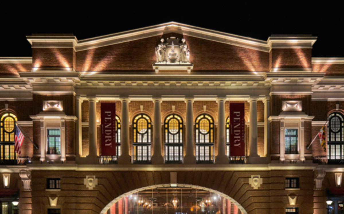 Exterior of Pendry at night