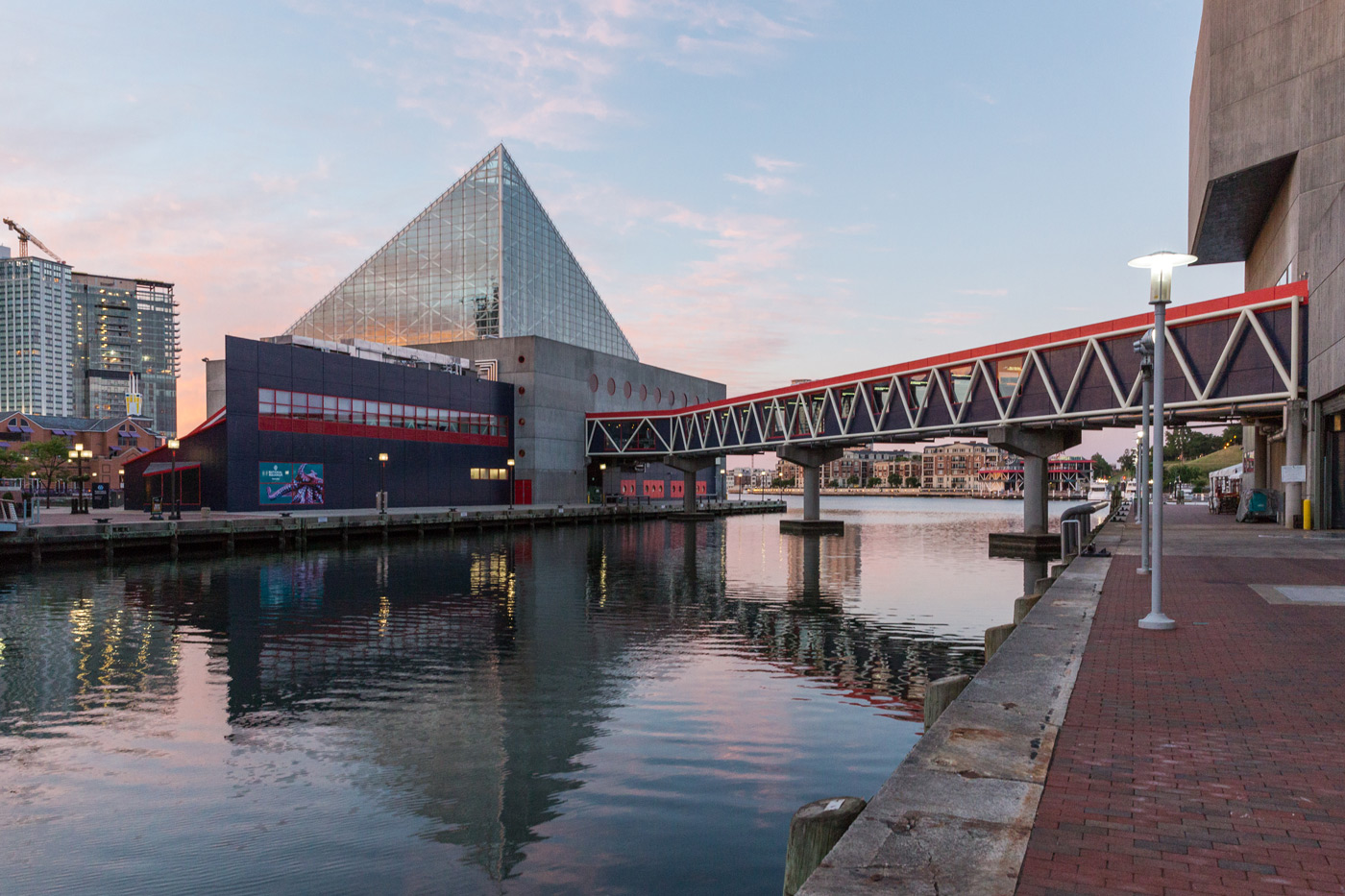 Exterior of the National Aquarium seen by the water.