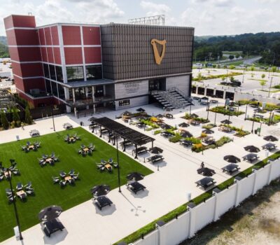 Aerial view of Guinness Open Gate Brewery and yard