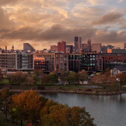 Aerial shot of Rye Street in the Baltimore Peninsula