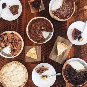 Overhead shot of pies from dangerously delicious pies