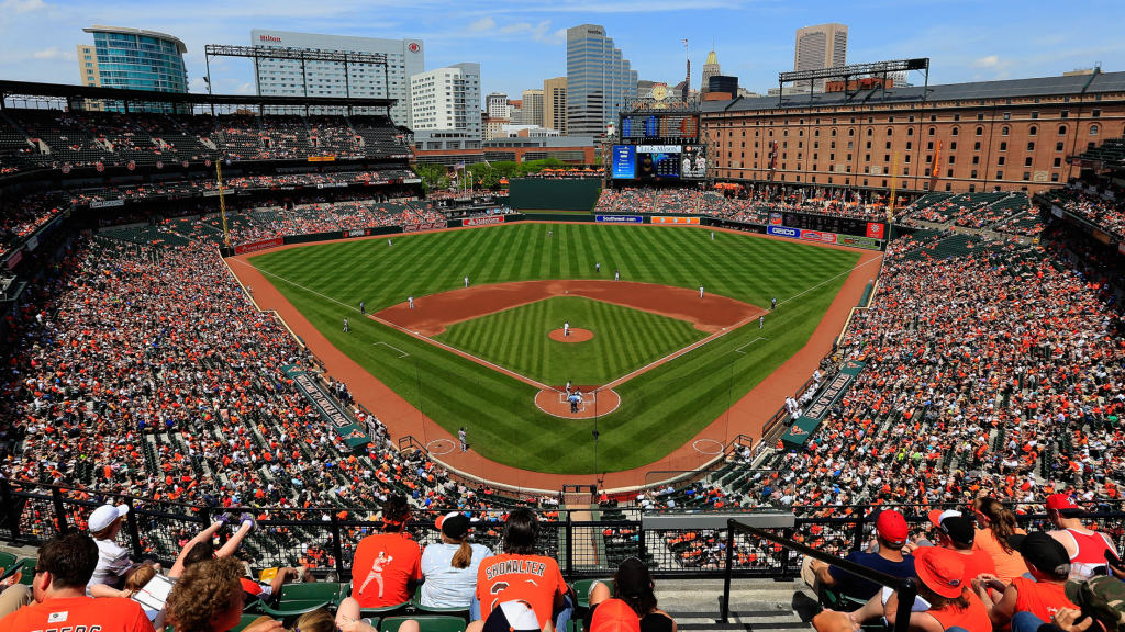 BALTIMORE, MD - JUNE 21: The sun sets during a game between the Baltimore  Orioles and Washington Nationals on June 21, 2022 at Oriole Park at Camden  Yards in Baltimore, Maryland. (Photo