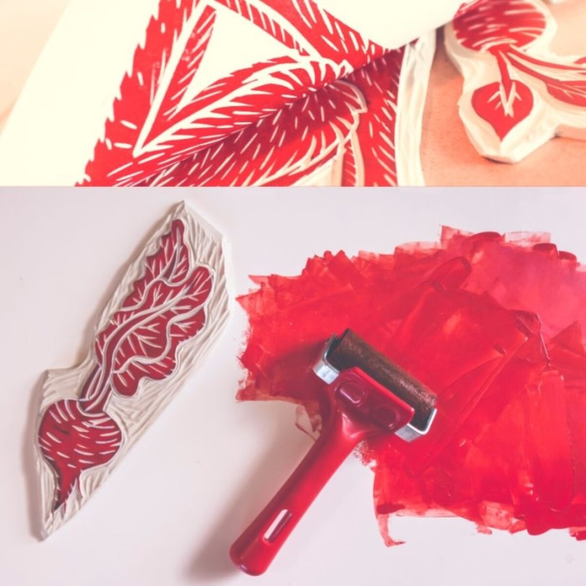 Three Color Reduction Blockprinting: Make Your Own Valentine