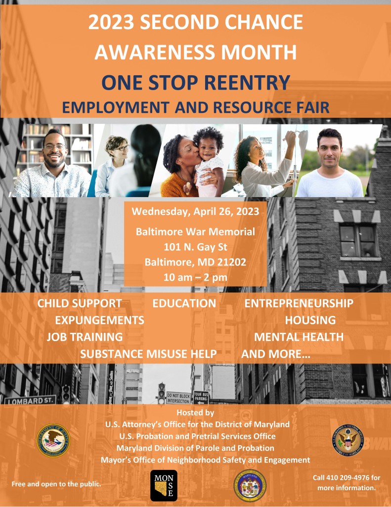 2023 Second Chance Awareness Month One Stop Reentry Employment and