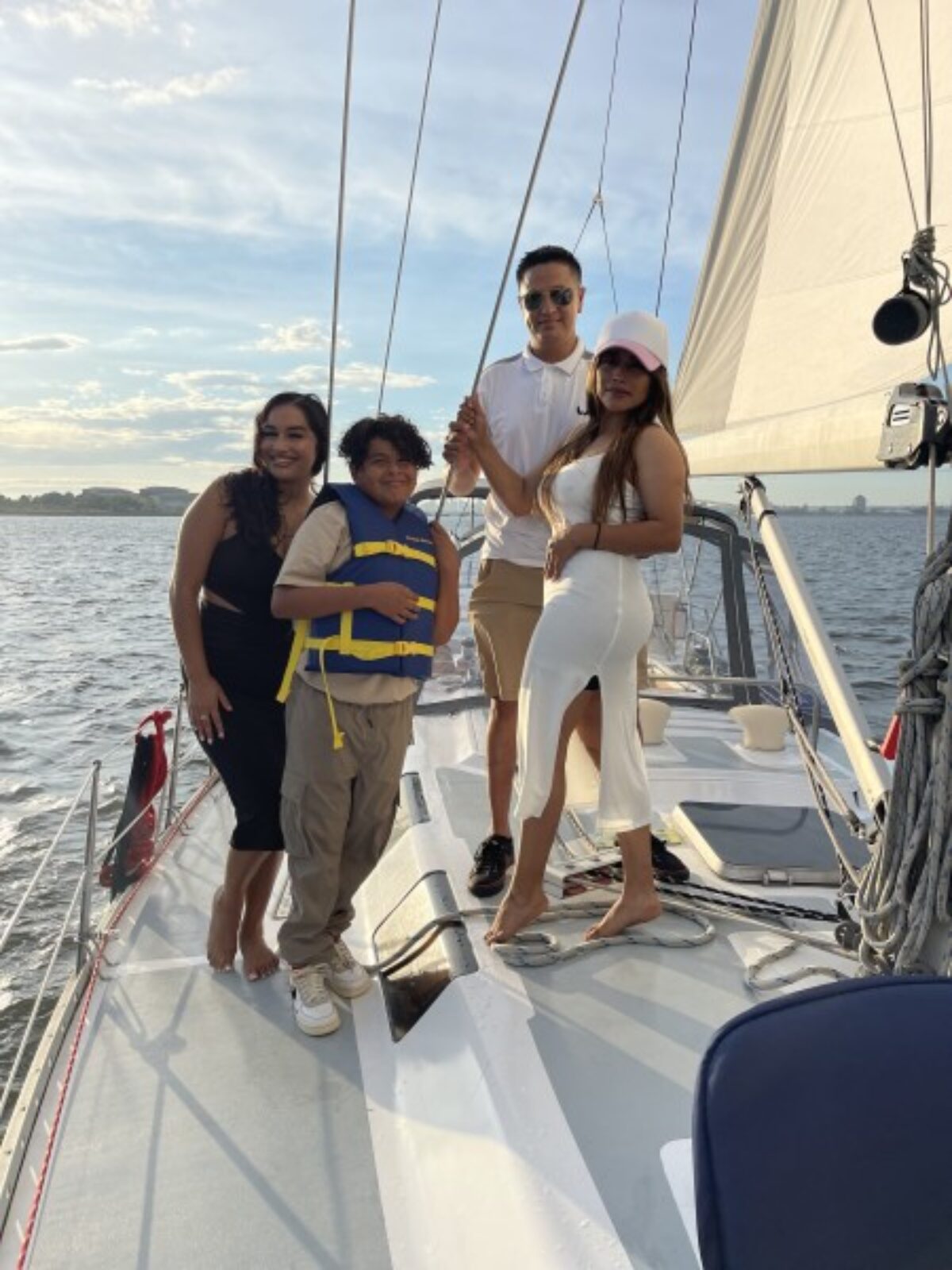 family on boat