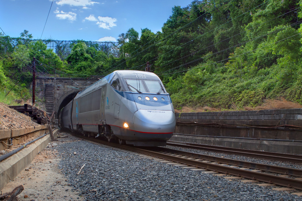 train coming out of tunnel