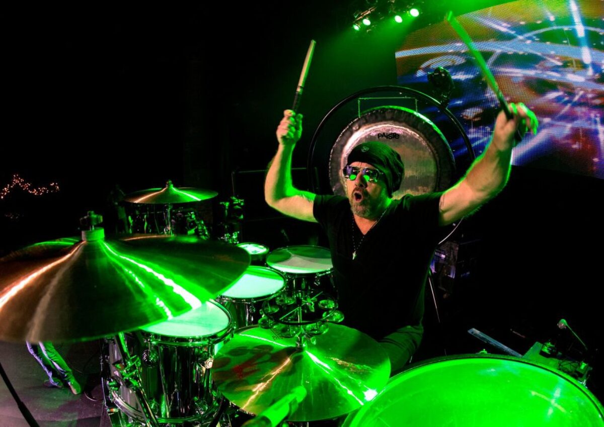 Jason Bonham playing drums