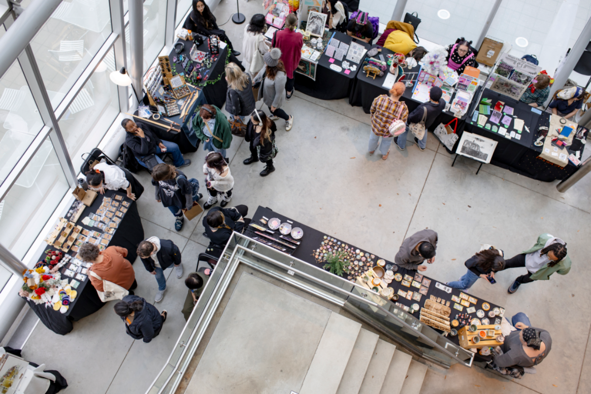 overhead look at an art market