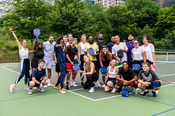 Group of pickleball players posing