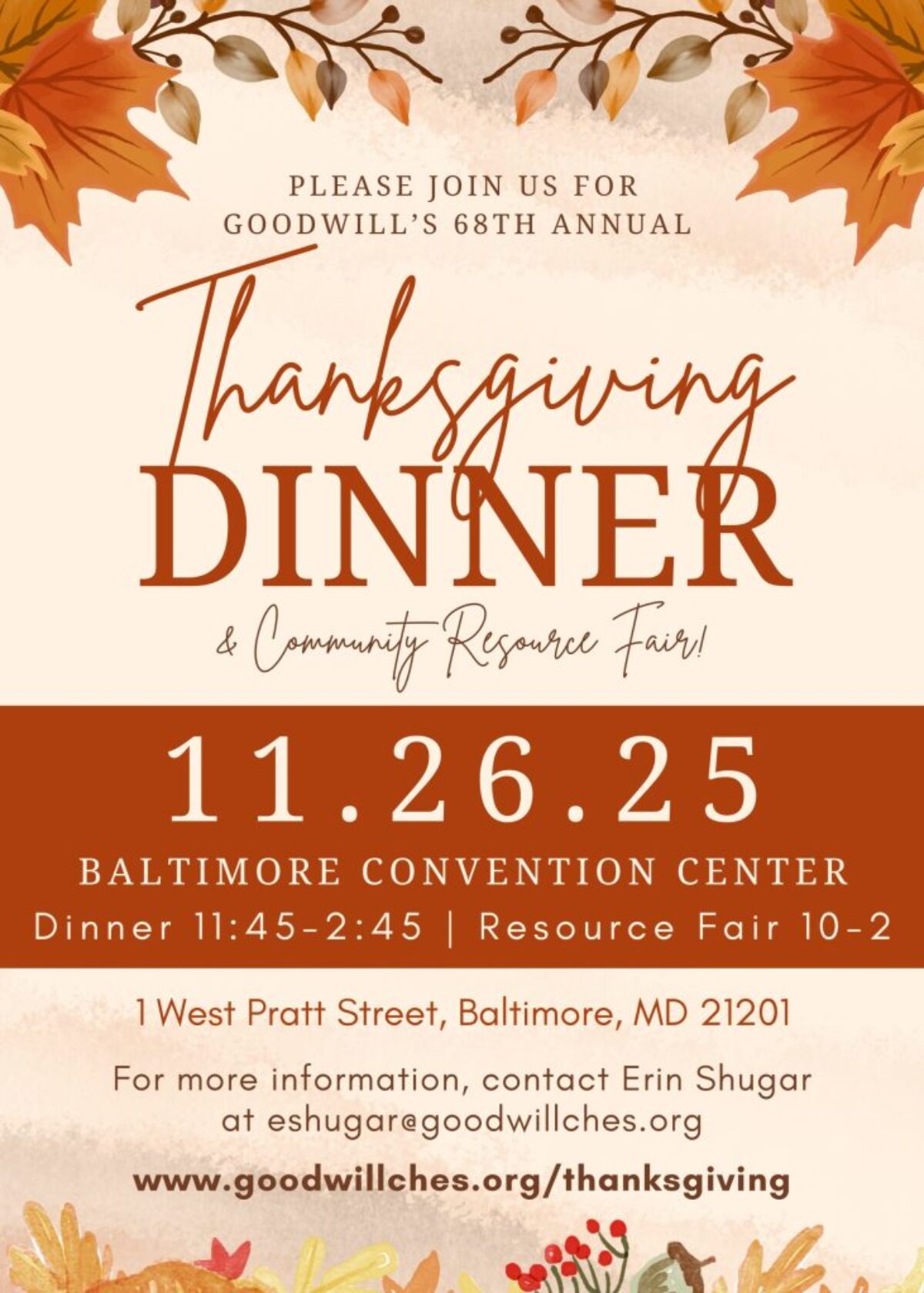 Goodwill Industries of the Chesapeake's 68th Annual Thanksgiving Dinner & Resource Fair