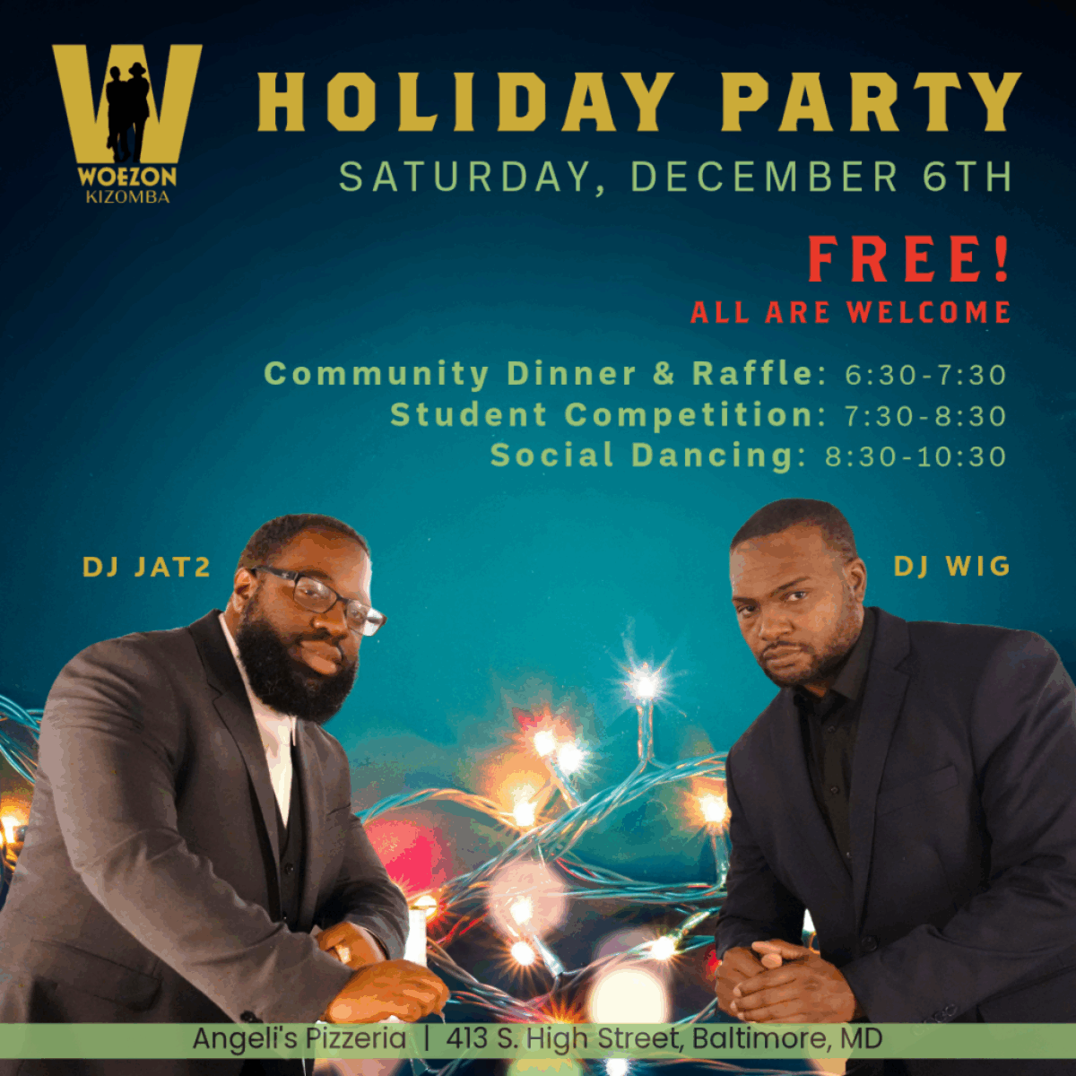 Woezon Kizomba Holiday Party event graphic
