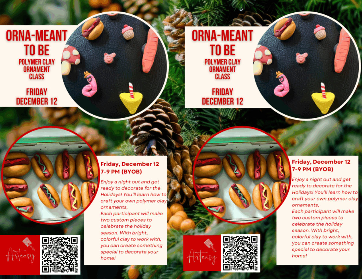 Festive Polymer Clay Ornament Making Class event flyer