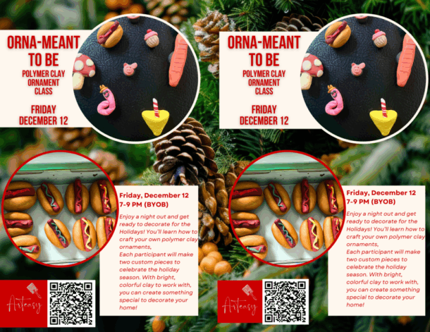 Festive Polymer Clay Ornament Making Class event flyer
