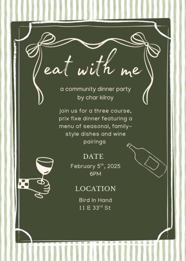 Eat With Me: A Community Dinner Party at Bird in Hand - event flyer