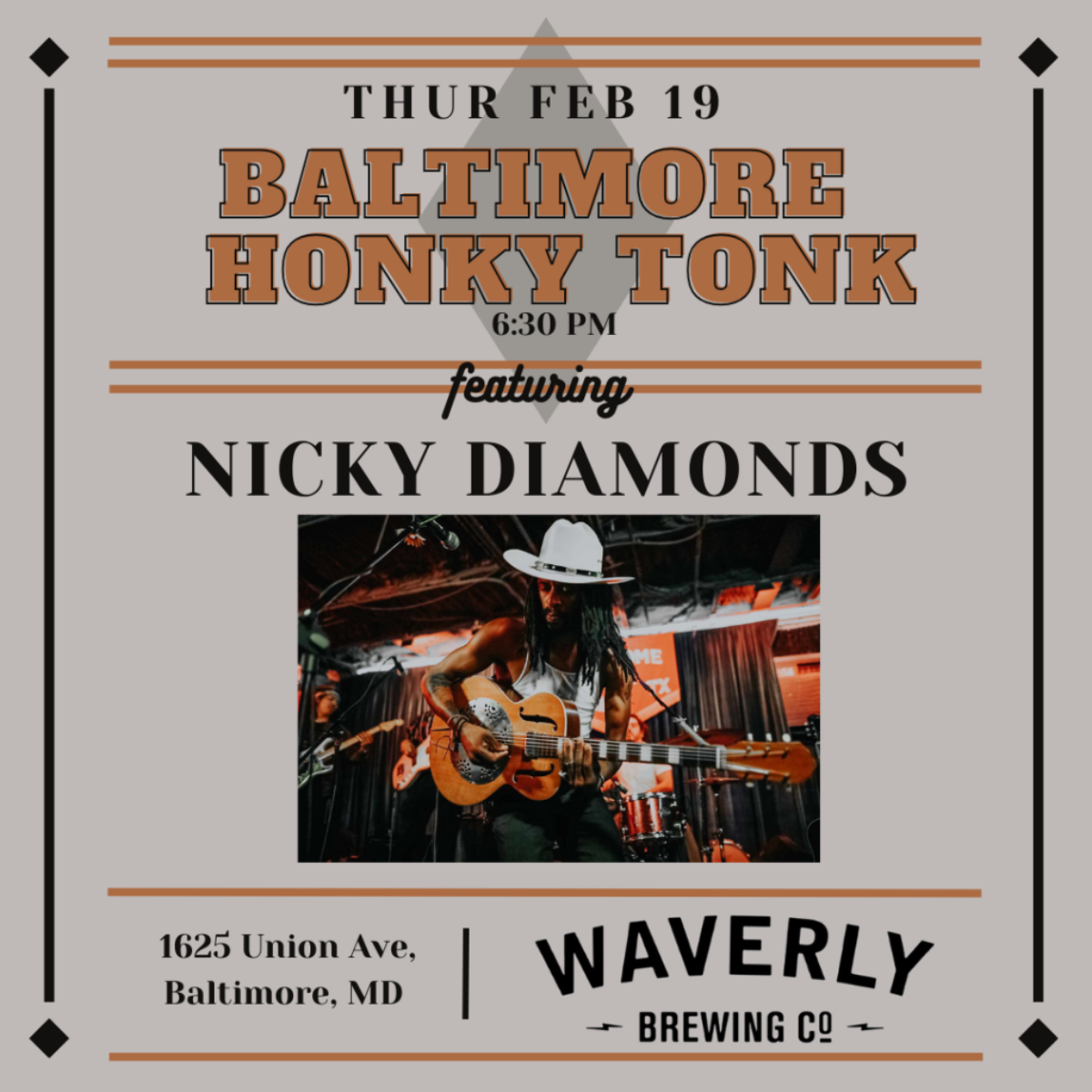Baltimore Honky Tonk feat: Nicky Diamonds - event flyer