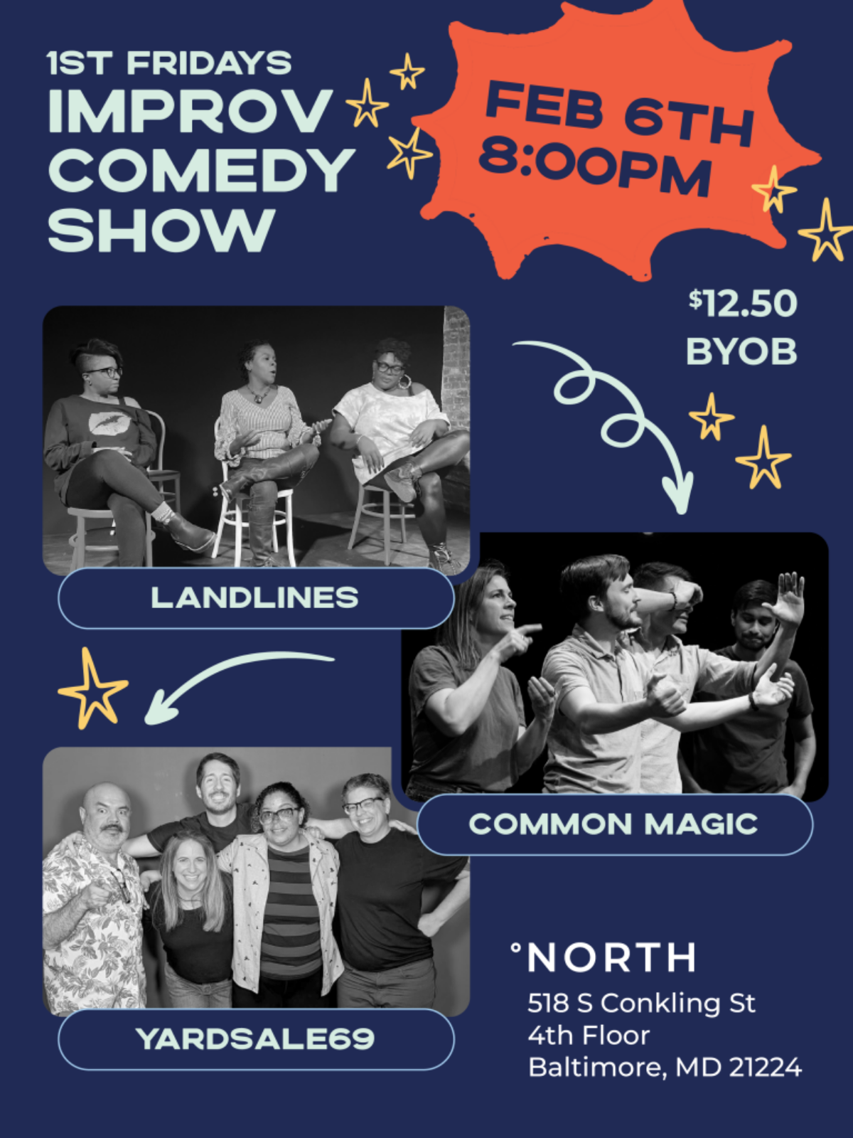First Fridays Improv Comedy Night - event flyer