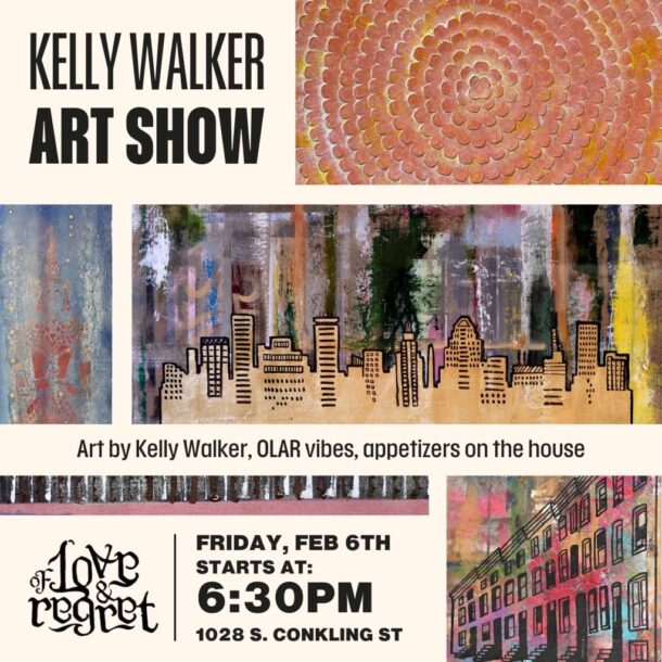Art Exhibition at OLAR by Kelly L. Walker - event flyer