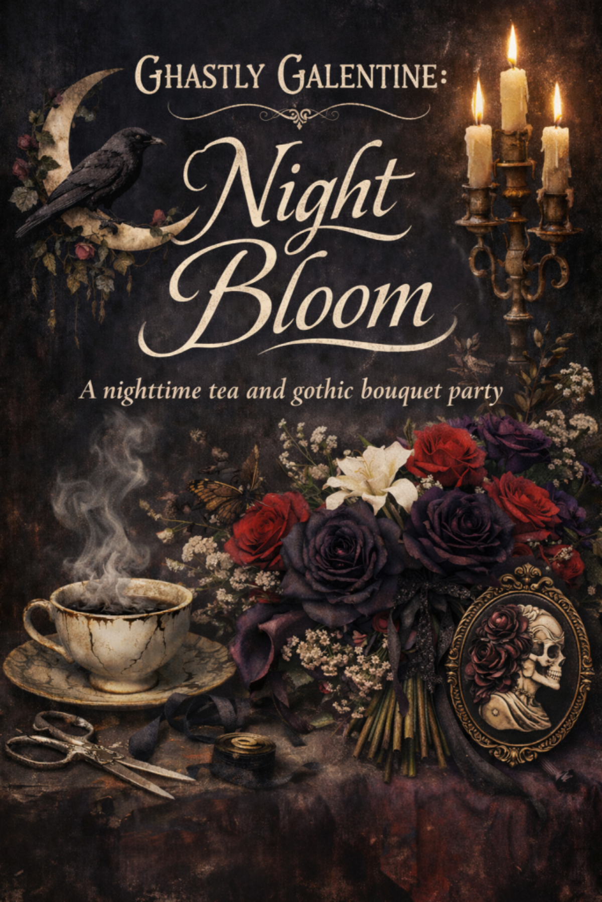 Ghastly Galentine NIGHT BLOOM, An Edgar Allan Poe-themed Soiree - event flyer