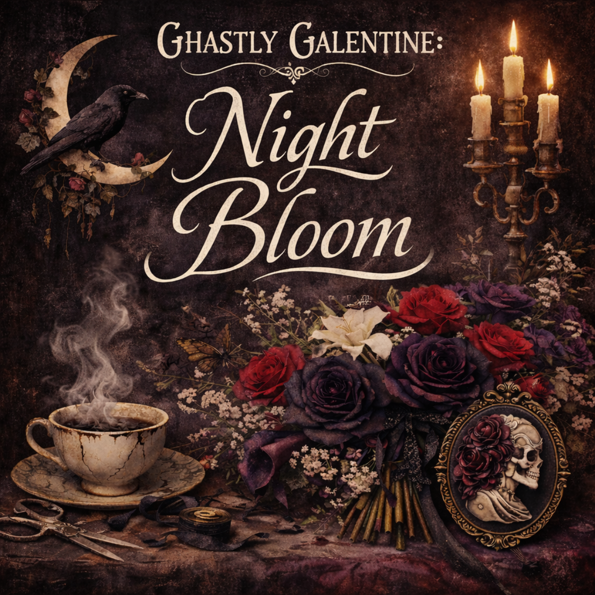 Ghastly Galentine NIGHT BLOOM, An Edgar Allan Poe-themed Soiree - event flyer