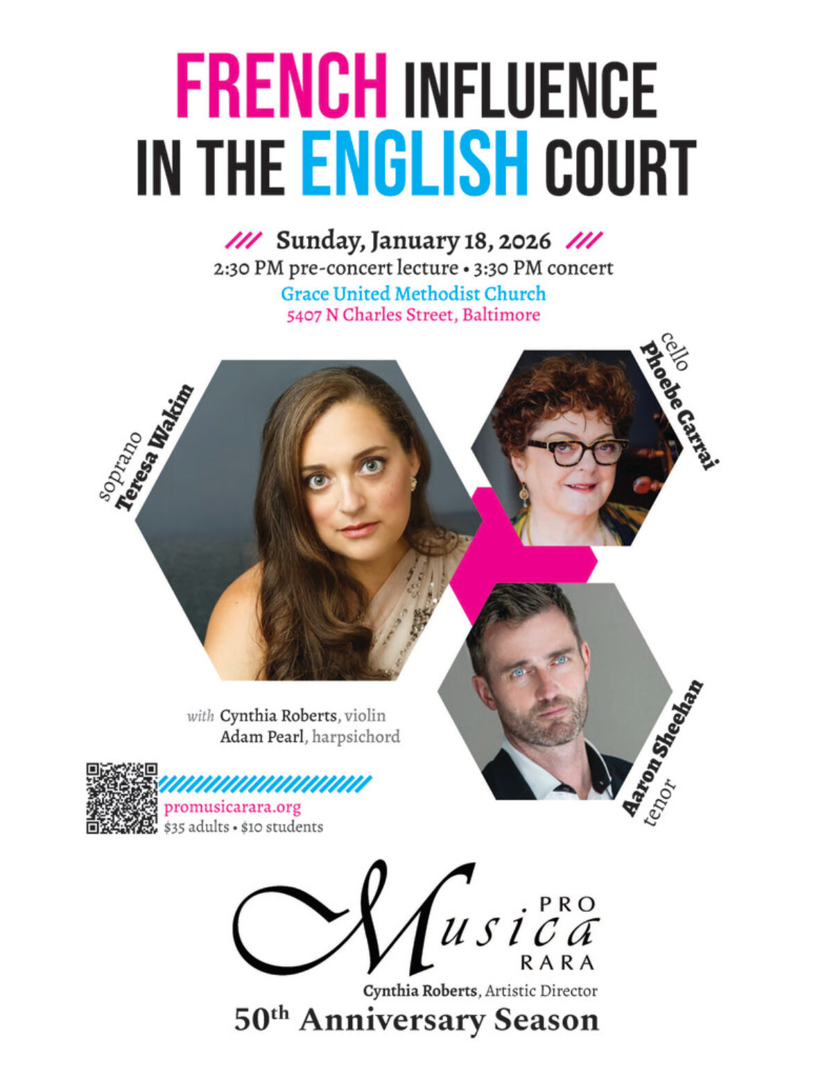 Pro Musica Rara Presents French Influence in the English Court, - Event flyer