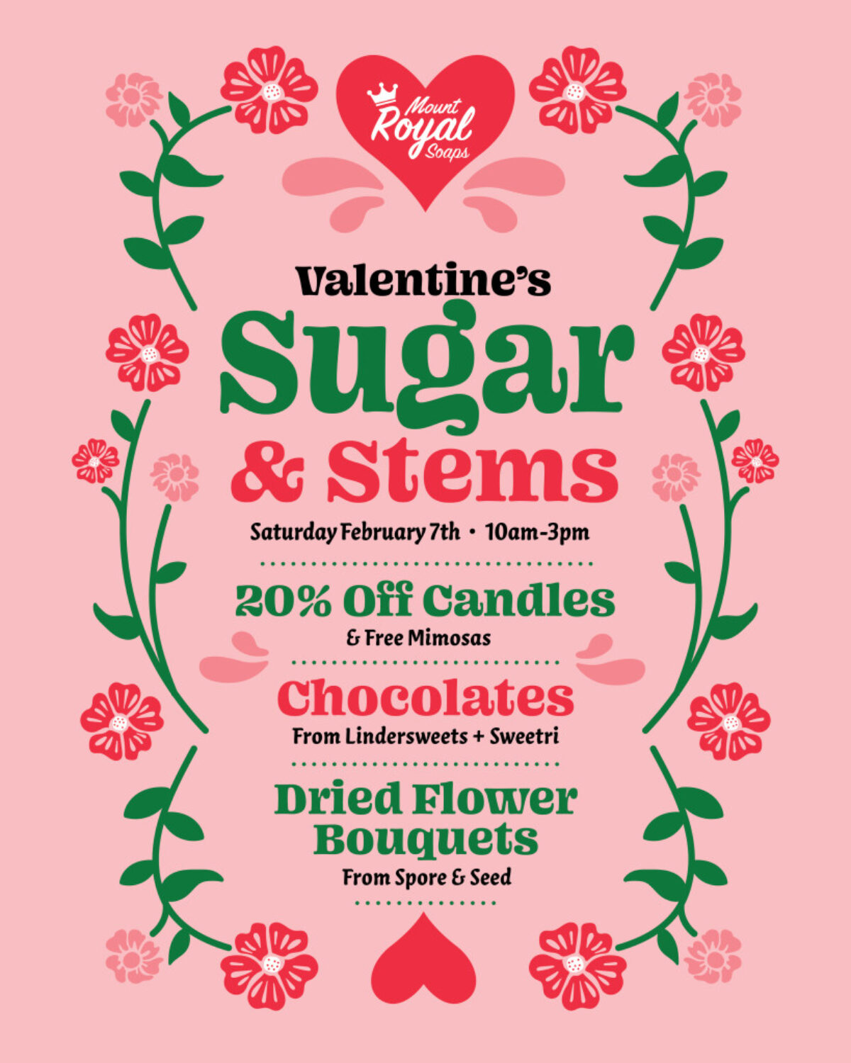 Sugar & Stems: Valentine's Day Pop-Up - event flyer