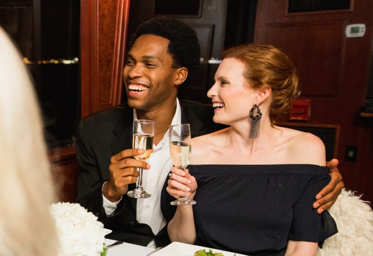 Couple with champagne galsses