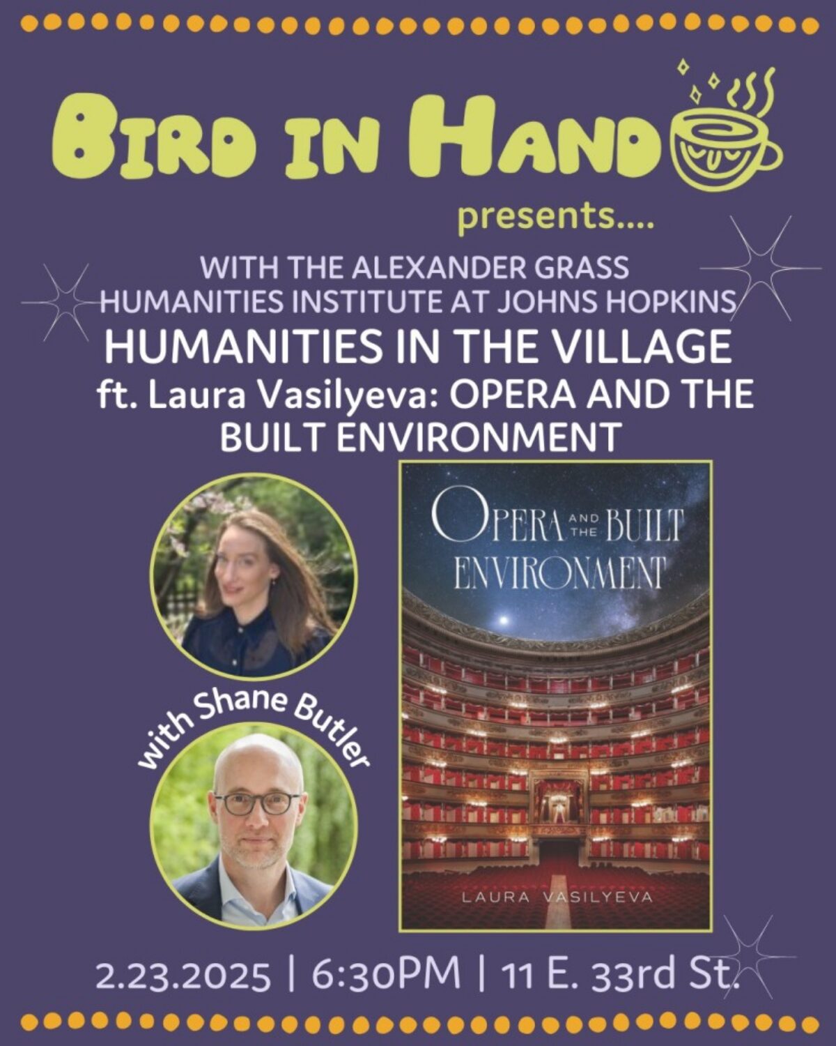 Humanities in the Village, ft. Laura Vasilyeva and Shane Butler, OPERA AND THE BUILT ENVIRONMENT graphic