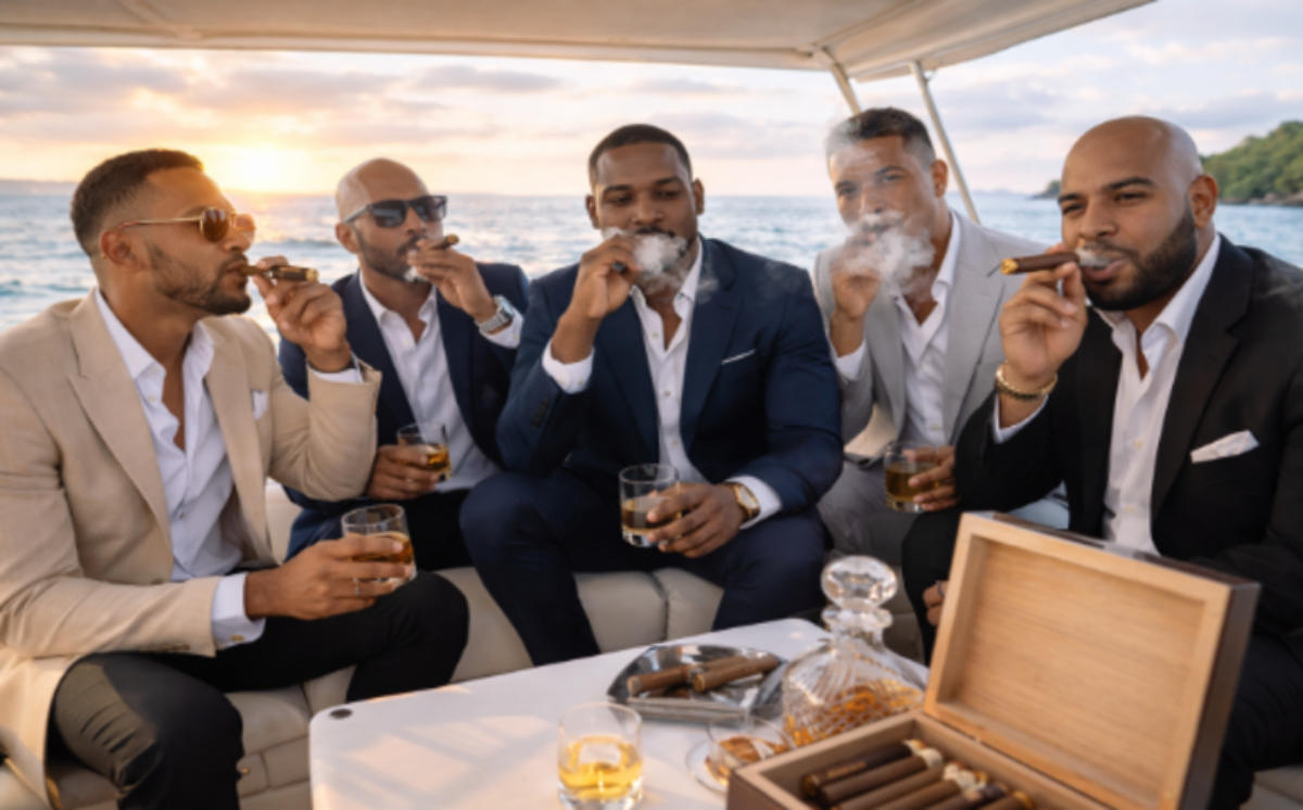 Cigars on Deck - men smoking cigars on a boat