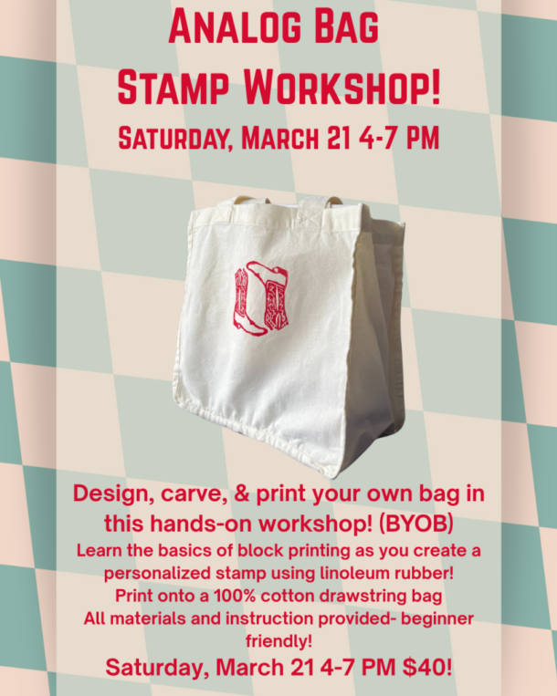 Analog Bag Stamp Workshop! BYOB graphic
