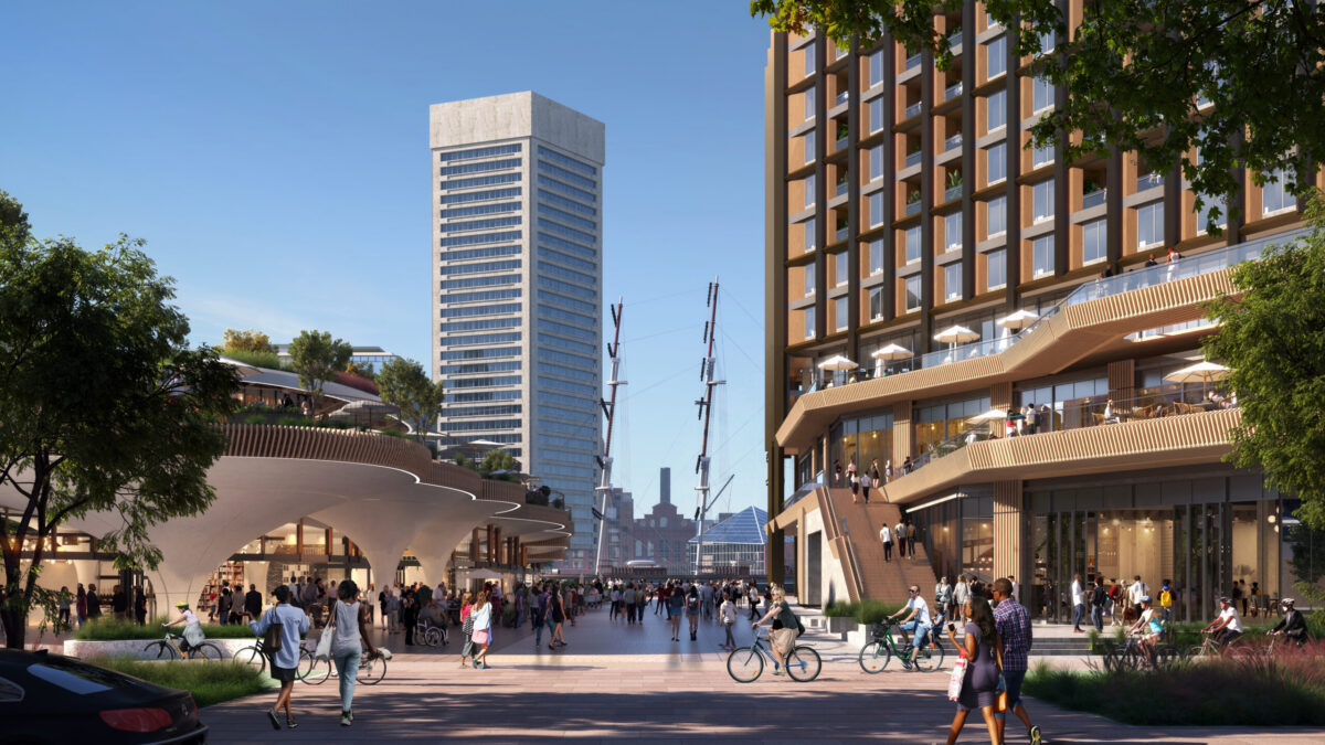 The plans for the renovated Camden Plaza in the Inner Harbor.