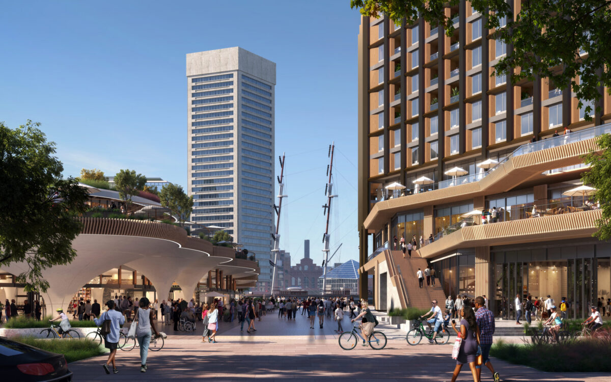 The plans for the renovated Camden Plaza in the Inner Harbor.