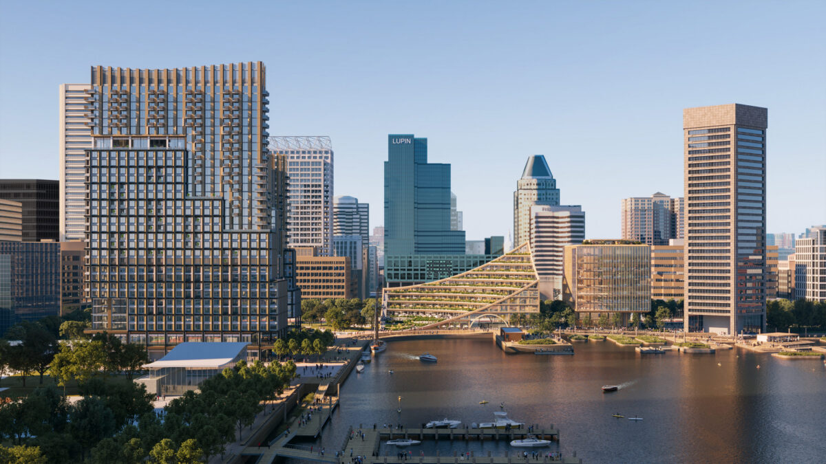 Renderings of the new Inner Harbor from a northern view