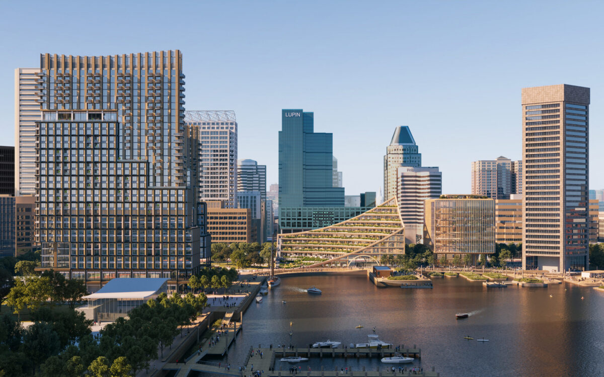 Renderings of the new Inner Harbor from a northern view